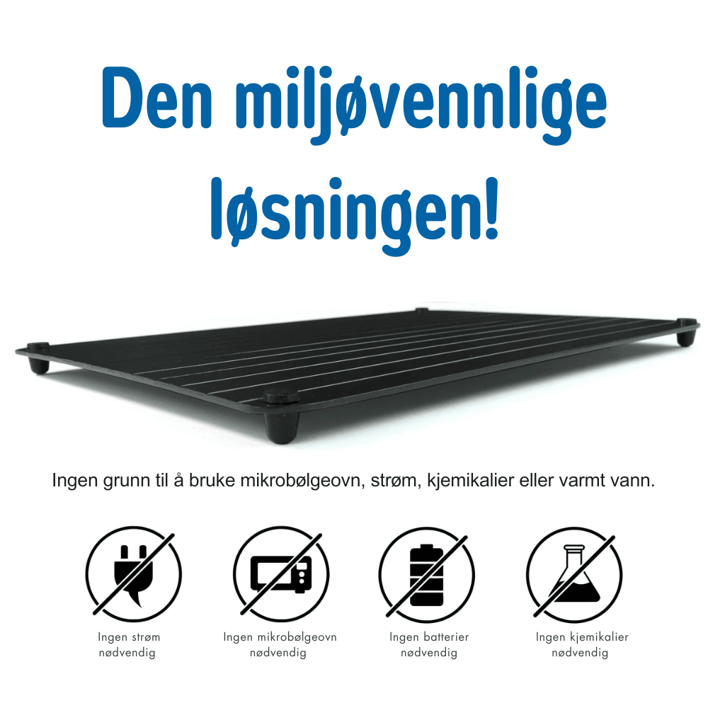Kjøttstykke tiner raskt på en moderne opptiningsplate. Gjør matlaging enklere og mer effektiv.