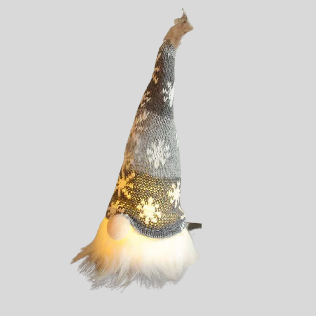 Lysende ansiktsløs nisse med LED-lys, perfekt juledekorasjon i plysj for hjemmet.