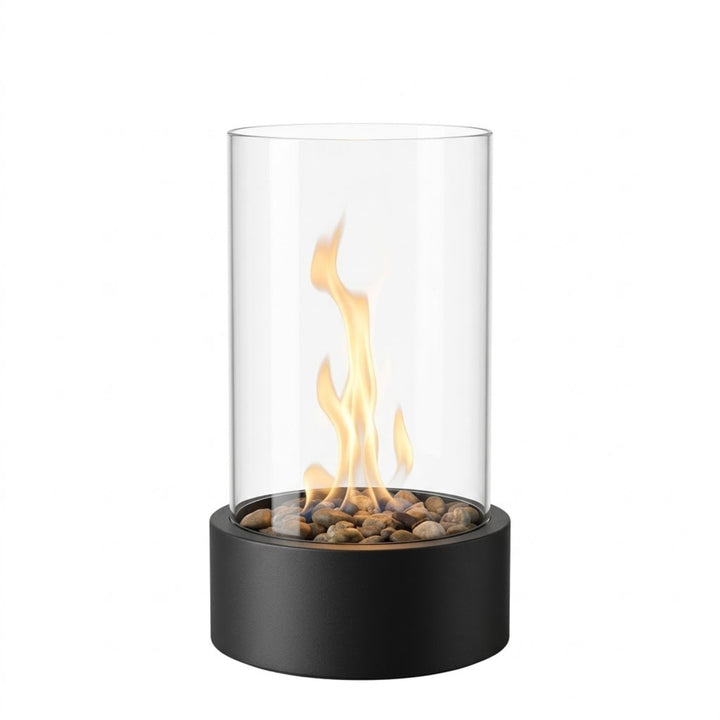 Moderne bioetanol bordpeis med ekte flammer. Elegant design for innendørs og utendørs bruk.