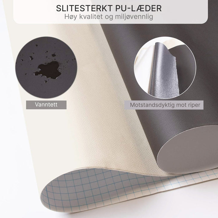 Reparasjonslapp i skinn, selvklebende. Forny dine skinnmøbler med denne enkle lappen.