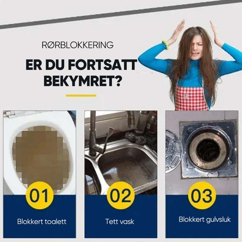 Rørrens som fjerner fett, hår og såperester. Gir rene rør og friskere hjemmemiljø.