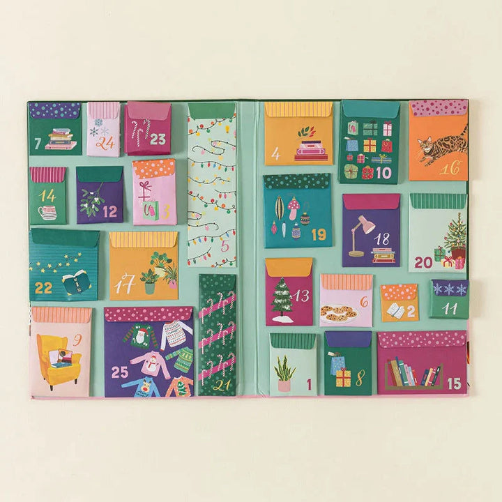 Vakker adventskalender for bokelskere med daglige litterære overraskelser, ideell for jul og familiekos.