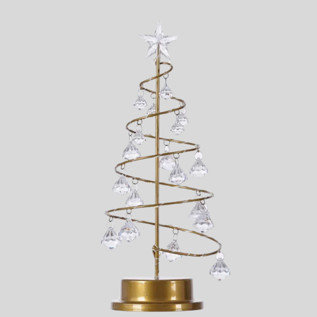 Elegant LED spiral bordlampe med krystall. Moderne design, batteridrevet stemningslys for hjemmedekor.