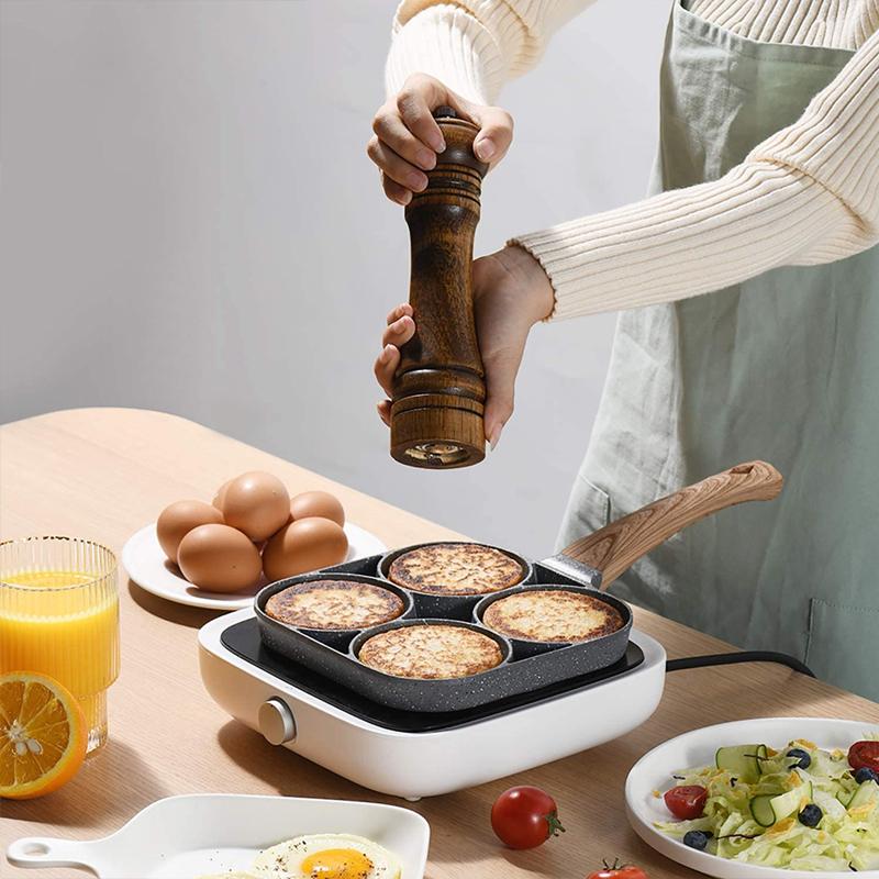 Ren, fire-i-én stekepanne i aluminium. Slitesterkt non-stick kokekar, ideelt for multifunksjonell matlaging.