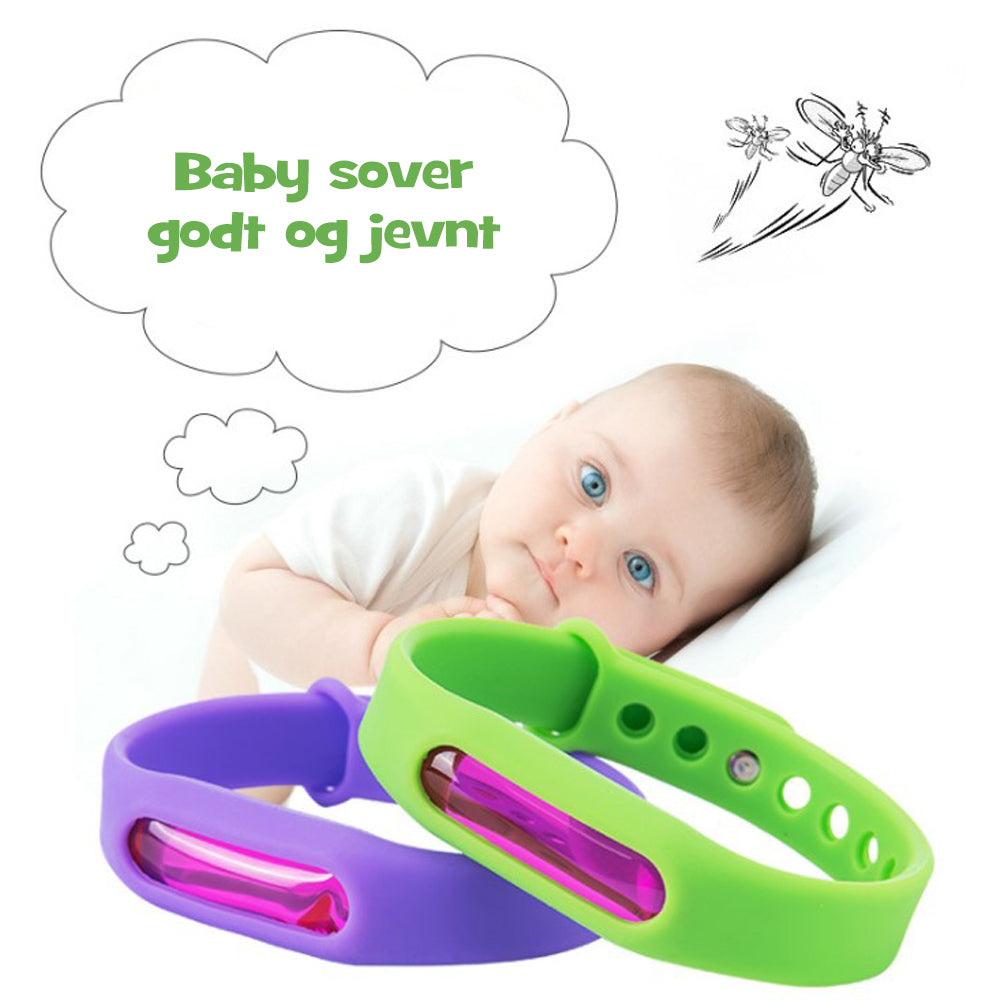 Giftfritt silikonarmbånd som holder myggen unna, ideelt for sommer og reise.