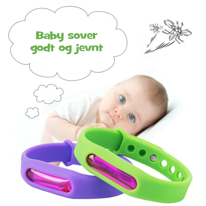 Giftfritt silikonarmbånd som holder myggen unna, ideelt for sommer og reise.