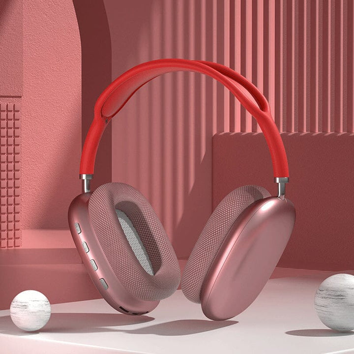 Fra siden: Justerbare trådløse Bluetooth over-ear hodetelefoner for perfekt passform og komfortabel musikk.