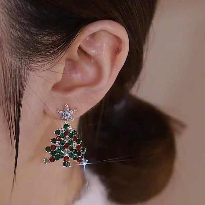 Kvinner øredobber: Juletre med glitrende paljetter, festlig og elegant til jul.