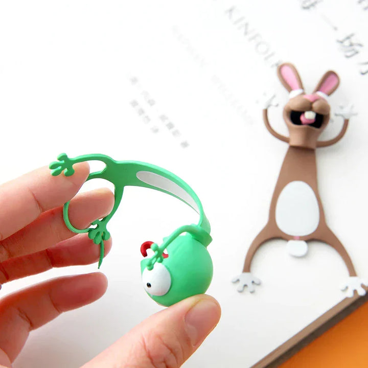 Detaljert 3D bokmerke med en søt panda som titter ut av boken, ideelt for lesing.