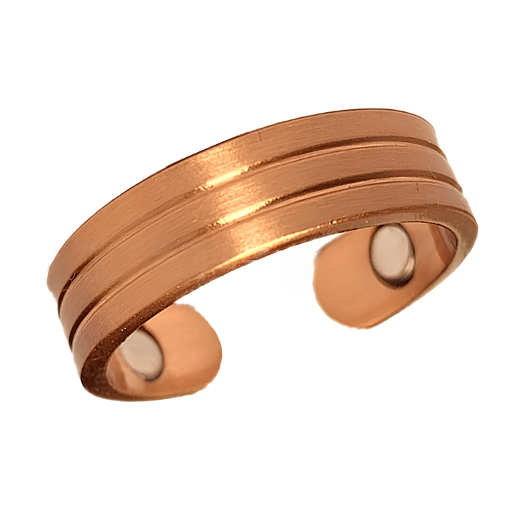 Vakker magnetisk kobberring med hypnotisk kattøye sten. En justerbar unisex ring for mote og velvære.