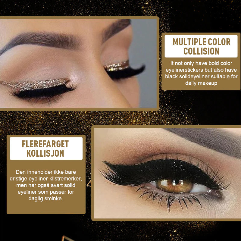 Gjenbrukbare eyeliner- og øyenvippeklistremerker for et feilfritt kattøye-look på sekunder.