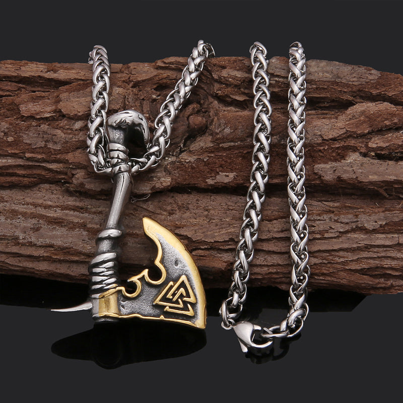 Stilig unisex vikingøks halskjede i rustfritt stål, et nordisk smykke som utstråler styrke og historie.