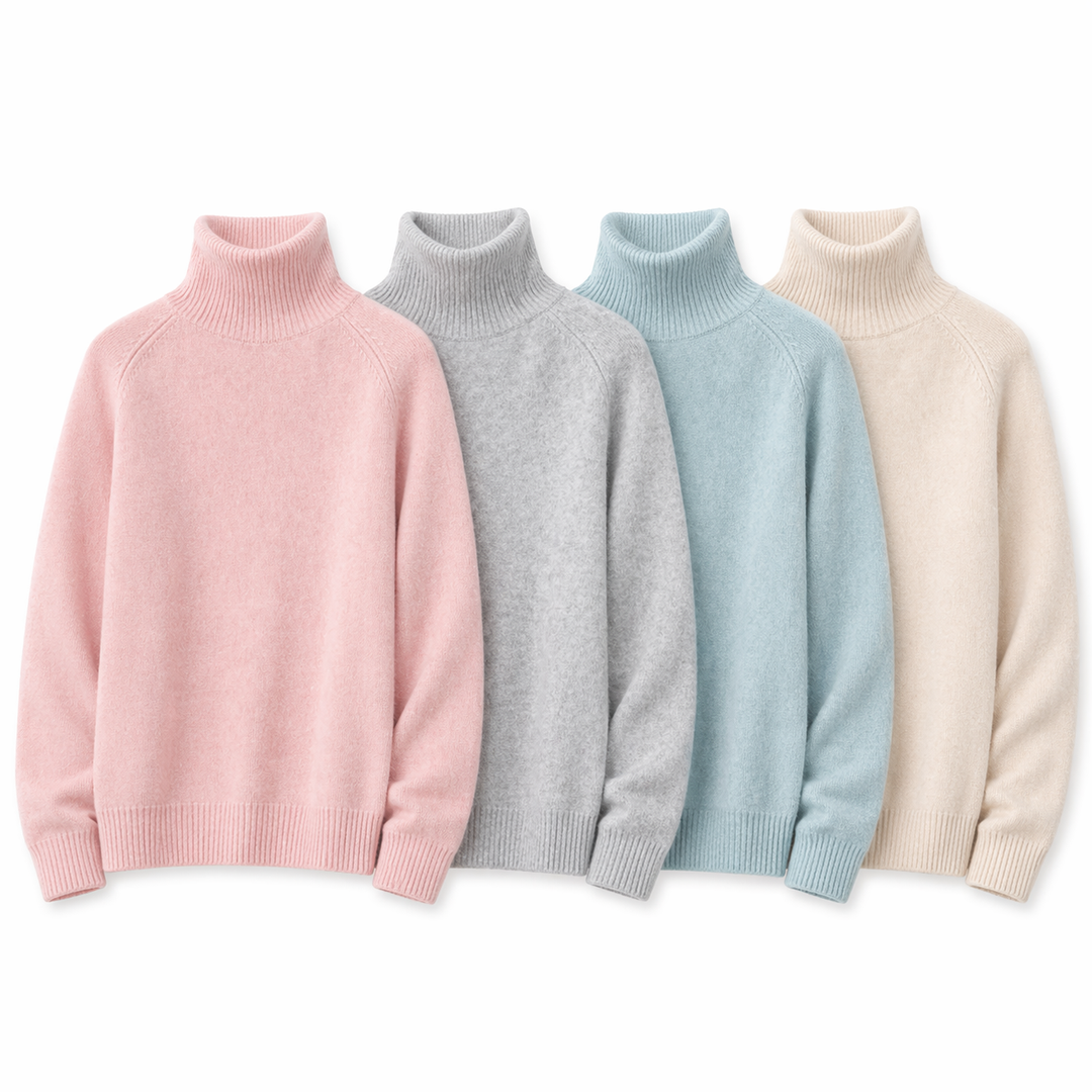 Elegant høyhalset genser for kvinner, myk og komfortabel strikk i koreansk stil, perfekt for høst og vinter.