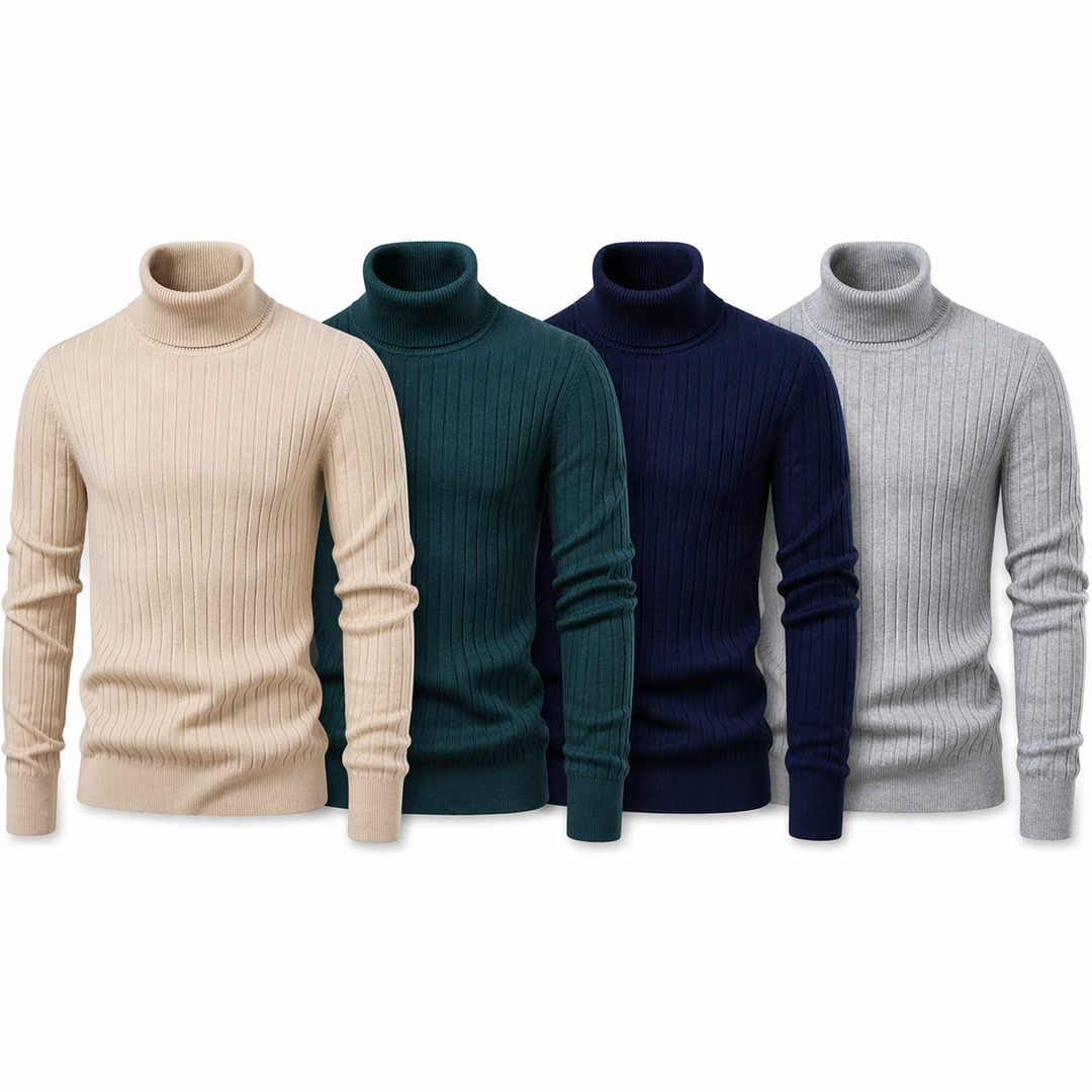 Stilig høyhalset strikkegenser for herre i premium ullblanding. Varm og elegant vintergenser som passer til alt.