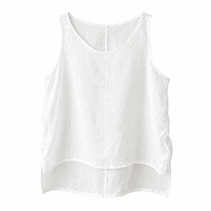 Basic damesinglet i bomull/lin blanding, perfekt for sommer. Pustende og avslappet passform.
