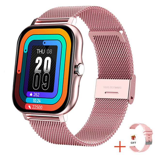 Gull smartklokke til kvinner. Elegant design, pulsmåler, aktivitetstracker og helseovervåking.
