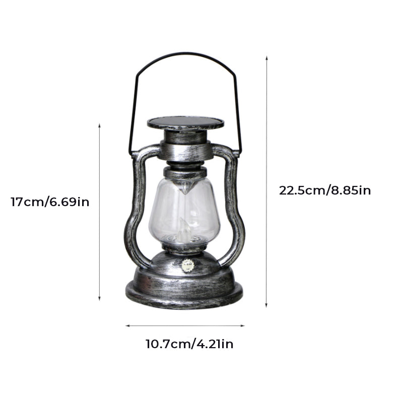 Bærbar retro solcelle parafinlampe med LED flammeeffekt. Perfekt for kveldsbelysning.