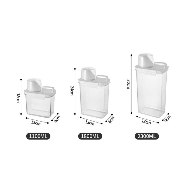 Lufttett risbeholder i plast for fersk og hygienisk oppbevaring av korn og tørrvarer i pantry.