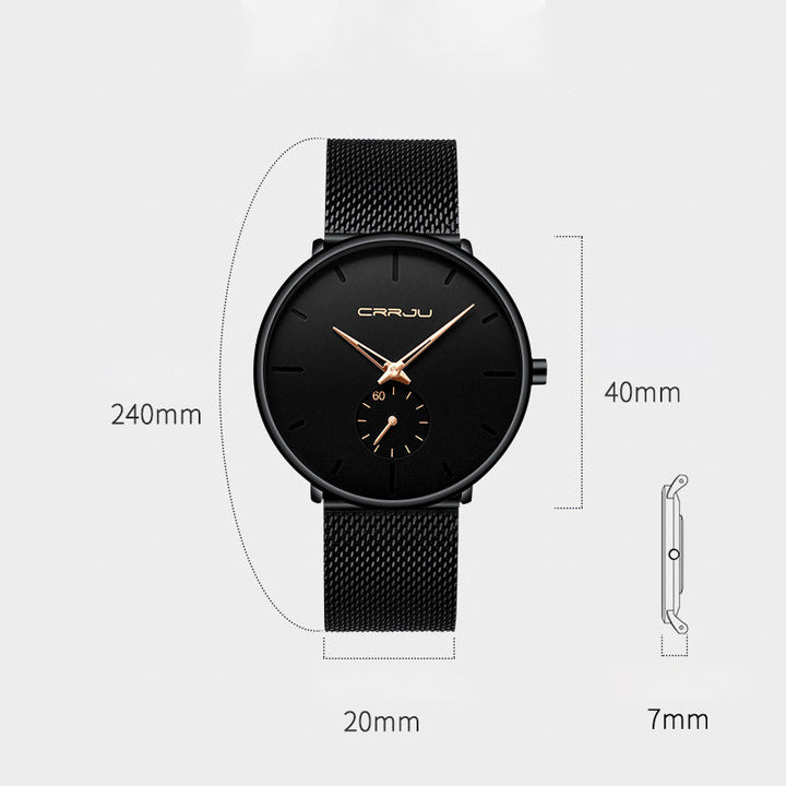Elegant vanntett armbåndsur i børstet rustfritt stål. Perfekt analog klokke for moderne unisex stil.