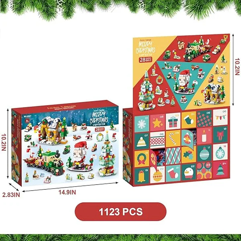 Fargerike byggeklosser fra julekalender, perfekt for kreativ lek og bygging før jul.