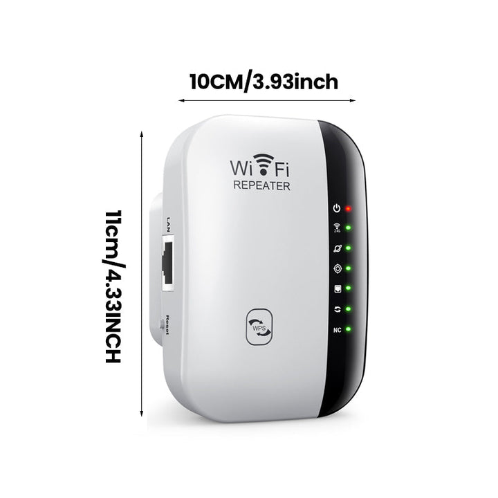 Hvit WiFi-repeater for gaming. Sørger for lav ping og stabil internettforbindelse for en bedre spillopplevelse.
