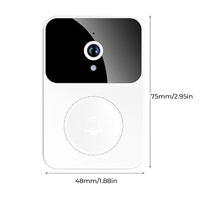 Elektronisk overvåking av dør med smart videoringeklokke, sender varsling direkte til mobil.