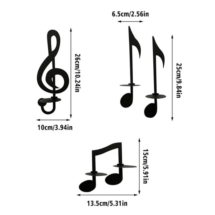 Gi hjemmet ditt en musikalsk touch med denne svarte metall vegglysestaken med musikknoter.