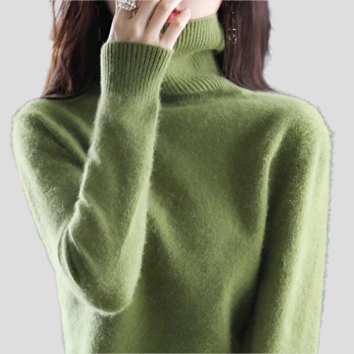 Arbeidsplagg: Elegant turtleneck genser. Komfortabel, varm og stilfull strikket genser med høy hals for kvinner.