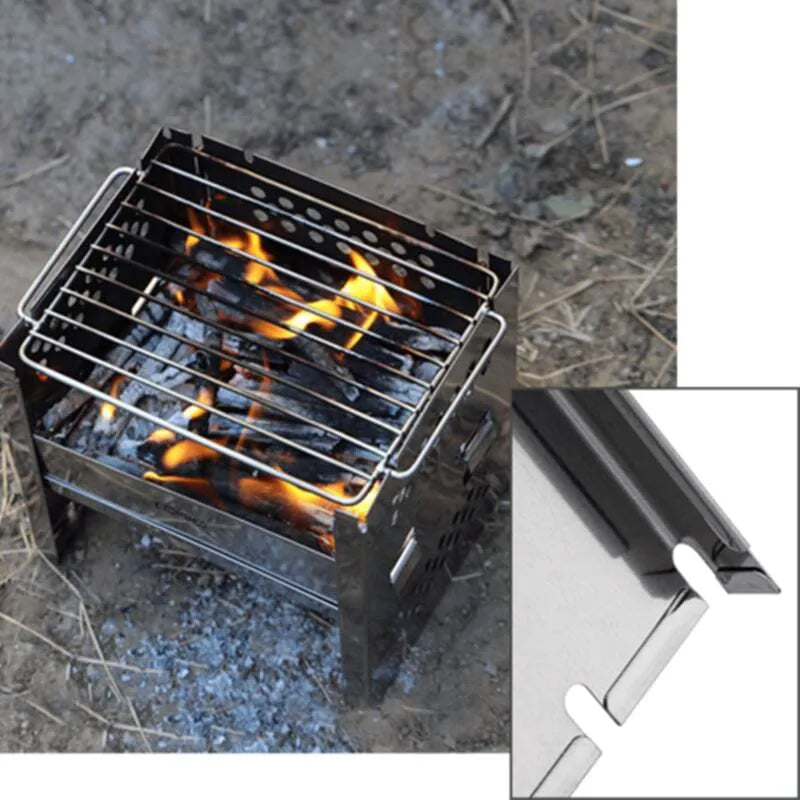 Robust rustfritt stål grillsett, perfekt for grilling og kokeutstyr utendørs. Slitesterkt turutstyr.