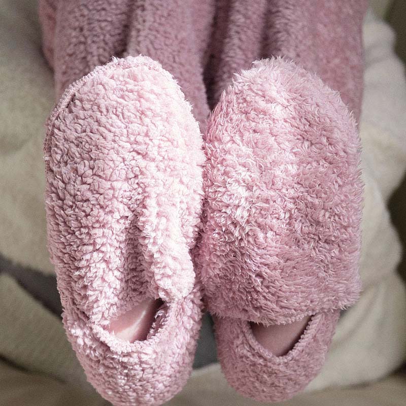 Varme plysj knestrømper for kvinner. Enstørrelse komfortsokker i brun, blå og rosa.