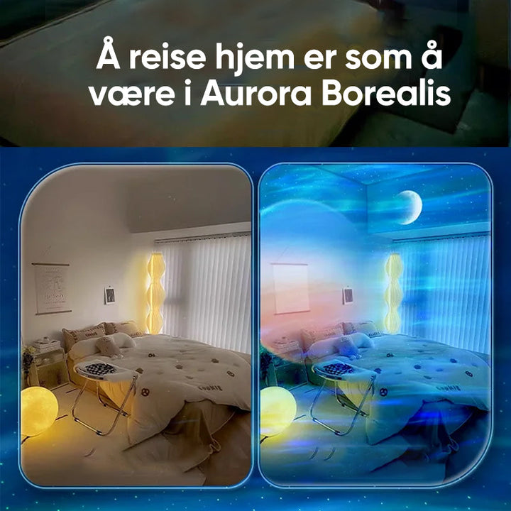 Fargerik stjernehimmel projektorlampe som forvandler taket til en glitrende galakse.