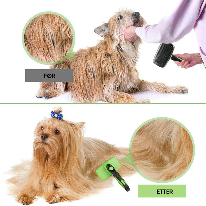 Pelsstellbørste for hund & katt, et must for hyppig børsting.