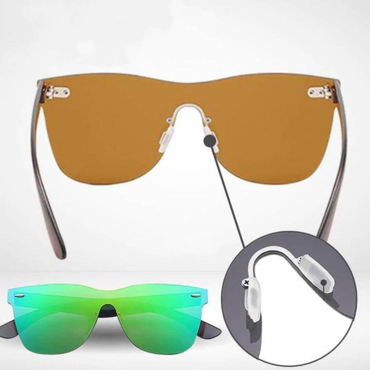 Sommerlige unisex solbriller med fargede speilglass, tilbyr både stil og UV-beskyttelse.