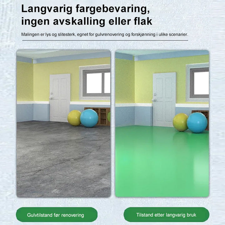 Gulvmaling med sikkerhetsfunksjoner: antiskli, reflekterende, vanntett og slitesterk.