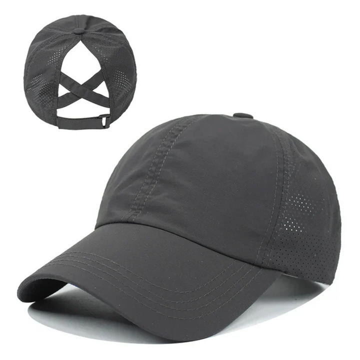Detaljbilde av pustende mesh stoff på unisex sport baseball cap, WC2026. Komfortabel og lett.