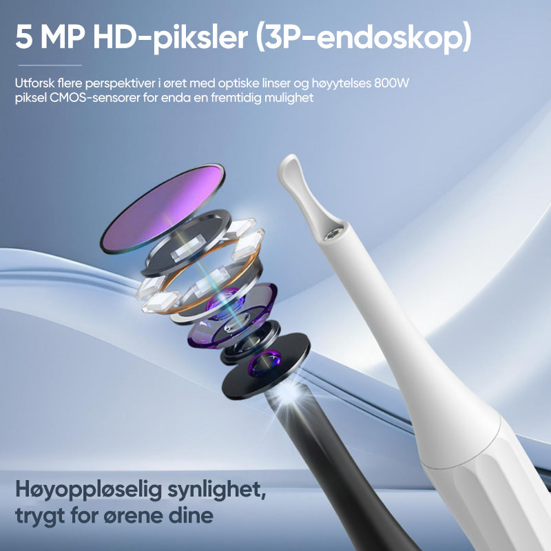Familievennlig ørepleiesett med HD-kamera, en trådløs ørerenser for alle hjem.