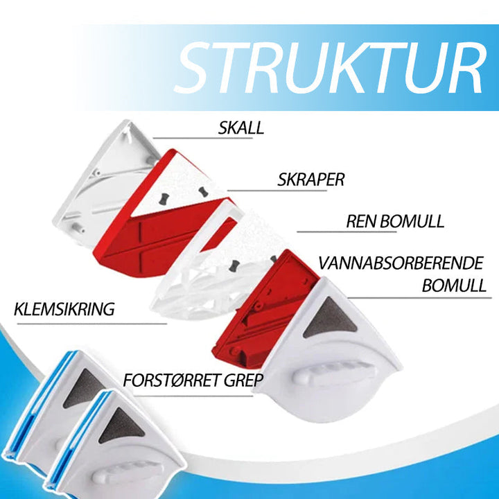 Vindusvasker med sterke magneter for grundig rengjøring av alle vinduer.