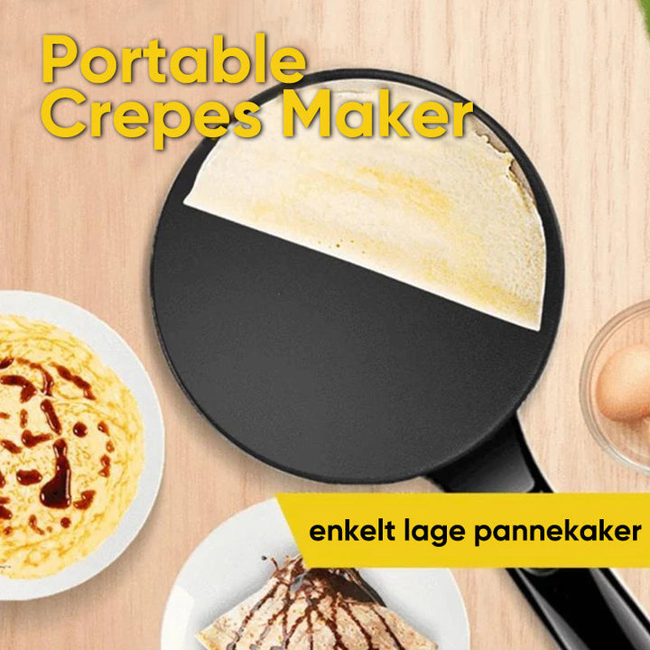 Moderne kjøkkenutstyr: Rød/oransje bærbar elektrisk pannekakemaskin for problemfri crêpe-laging.