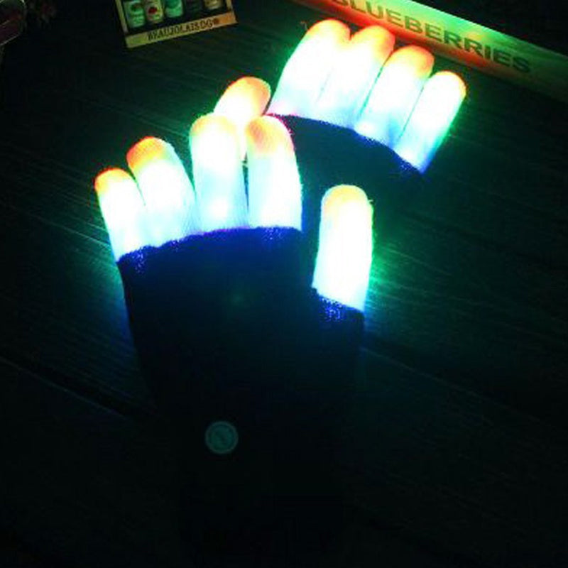 Barnas LED-hansker for Halloween eller karneval. Lysende fingerhansker for fest & kostymelek.