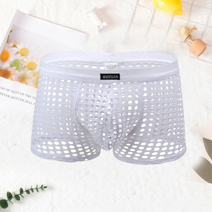 Mørke gjennomsiktige menns truser i netting. Trendy undertøy som gir en sexy og komfortabel følelse.