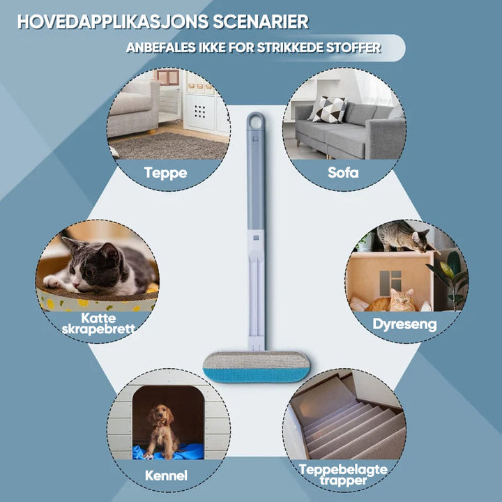 Gjenbrukbar pelsfjerner, et miljøvennlig valg for å fjerne dyrehår fra klær, møbler og hjem.
