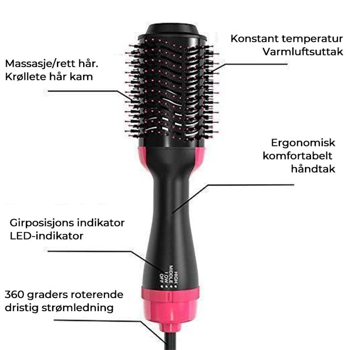 Kompakt og lett hårfønerstyler. Perfekt for reise og daglig bruk for enkel, rask og effektiv hårstyling.