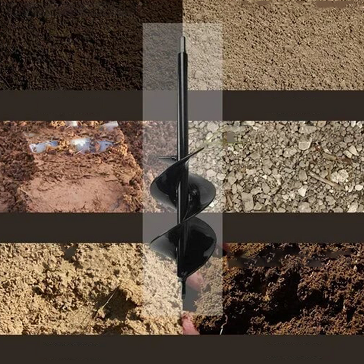 Robust spiralbor for hagebruk, festes til drill for rask og enkel planting av løk og frø.