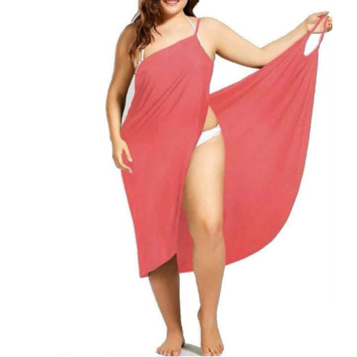 Løs badedrakt-coverup for kvinner, elegant v-hals strandkjole. Lett og pustende for sommerdager.