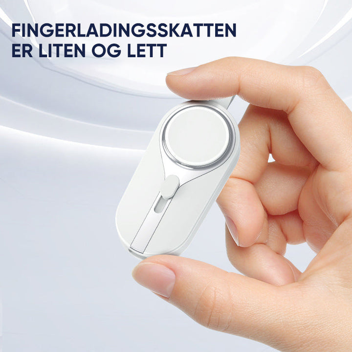 Vanntett og støtsikker nøkkelringlader. Kompakt powerbank for telefon og smartklokke på farten.