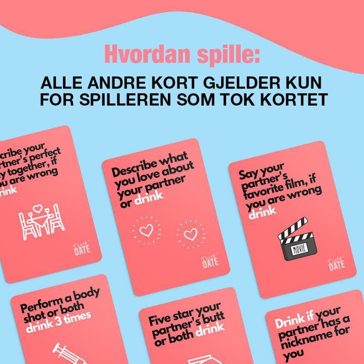 Romantisk parspill SVIMMEL DATO. Perfekt gave, underholdning for voksne, krydrer datekvelden.
