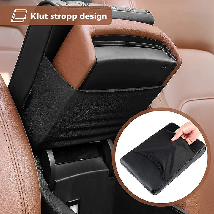 Kvalitets armlene i memory foam og mikrofiberskinn, bygget for langvarig komfort i bilen.