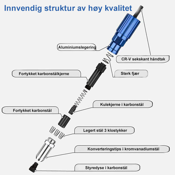 Naglepistol boremaskin adapter sett for allsidig nagling, perfekt verktøy for hjemmeforbedring.