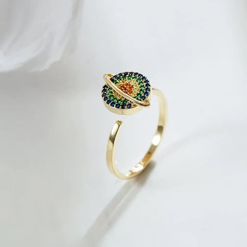 Unik antistress ring: Spinnende galakse-design med zirkon, ideell som gave eller personlig smykke. Justerbar.