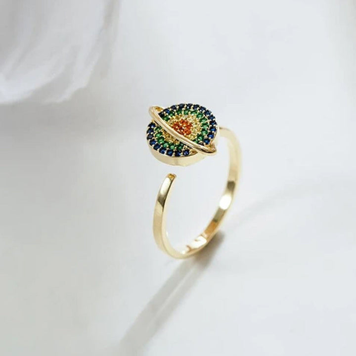 Unik antistress ring: Spinnende galakse-design med zirkon, ideell som gave eller personlig smykke. Justerbar.